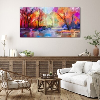 Glasbild Farbenfrohe Herbstlandschaft