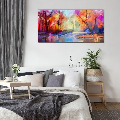 Glasbild Farbenfrohe Herbstlandschaft