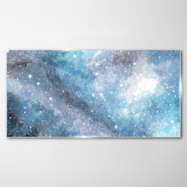 Glasbild Kosmischer Nebel in Blautönen