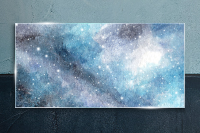 Glasbild Kosmischer Nebel in Blautönen