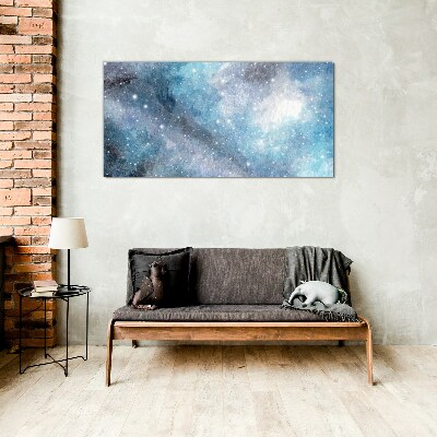 Glasbild Kosmischer Nebel in Blautönen