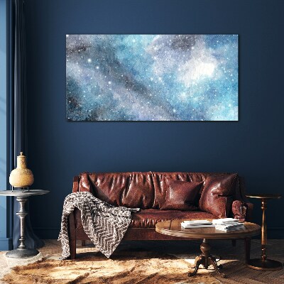 Glasbild Kosmischer Nebel in Blautönen