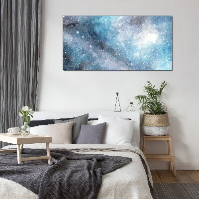 Glasbild Kosmischer Nebel in Blautönen