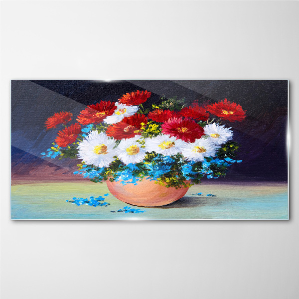 Glasbild Blumenstrauß in einer Vase