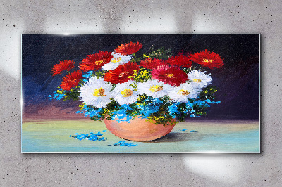Glasbild Blumenstrauß in einer Vase
