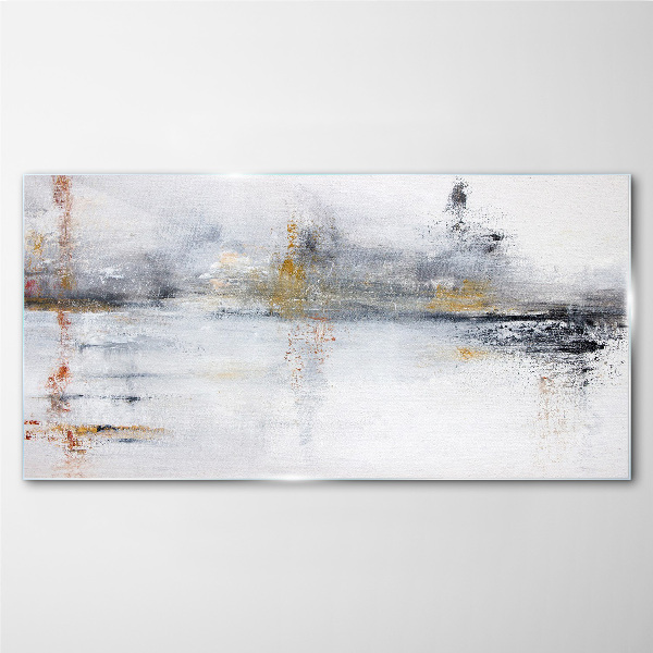 Glasbild Abstrakte Landschaft in Grautönen