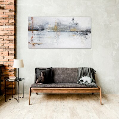 Glasbild Abstrakte Landschaft in Grautönen