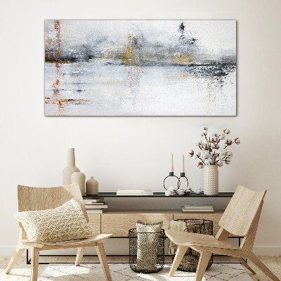 Glasbild Abstrakte Landschaft in Grautönen