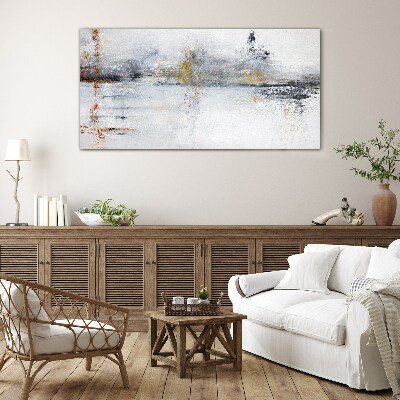 Glasbild Abstrakte Landschaft in Grautönen