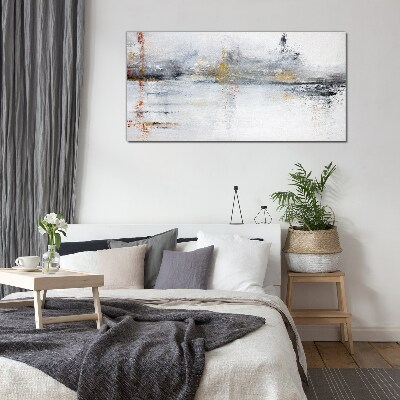 Glasbild Abstrakte Landschaft in Grautönen