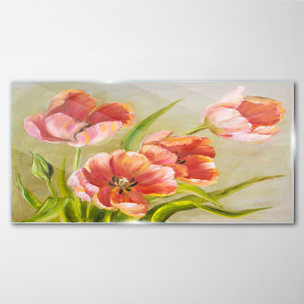 Glasbild Frühlingstulpen in Pastelltönen
