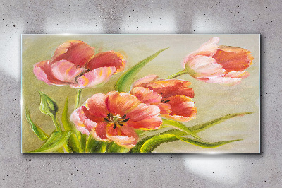Glasbild Frühlingstulpen in Pastelltönen