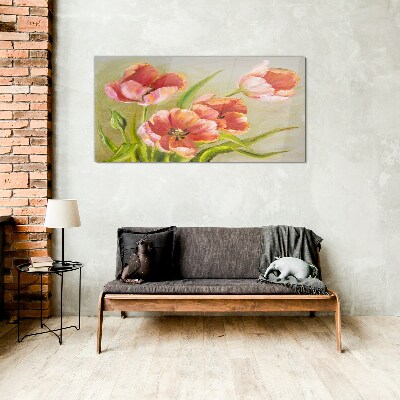 Glasbild Frühlingstulpen in Pastelltönen