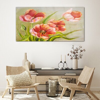 Glasbild Frühlingstulpen in Pastelltönen