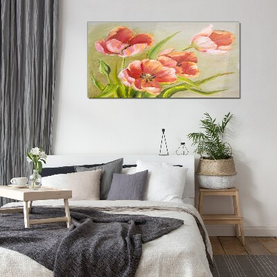 Glasbild Frühlingstulpen in Pastelltönen