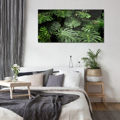 Glasbild Tropische Monstera-Blätter
