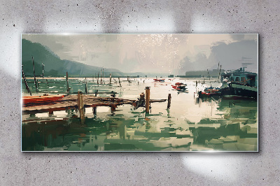 Glas bild Ein ruhiger Hafen am Morgen