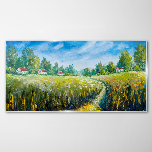 Glasbild Sommerlandschaften mit Landhäusern