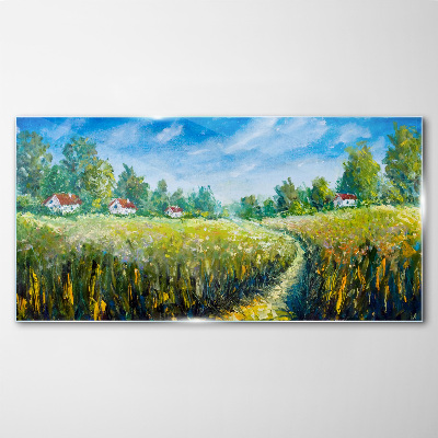 Glasbild Sommerlandschaften mit Landhäusern