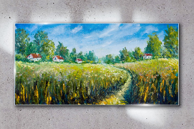 Glasbild Sommerlandschaften mit Landhäusern