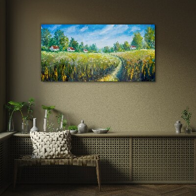Glasbild Sommerlandschaften mit Landhäusern