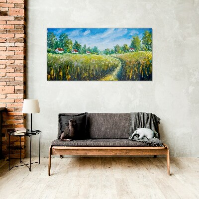 Glasbild Sommerlandschaften mit Landhäusern