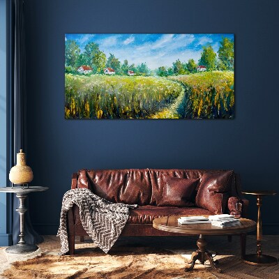 Glasbild Sommerlandschaften mit Landhäusern