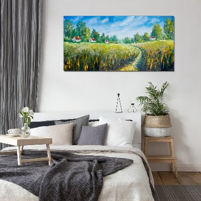 Glasbild Sommerlandschaften mit Landhäusern