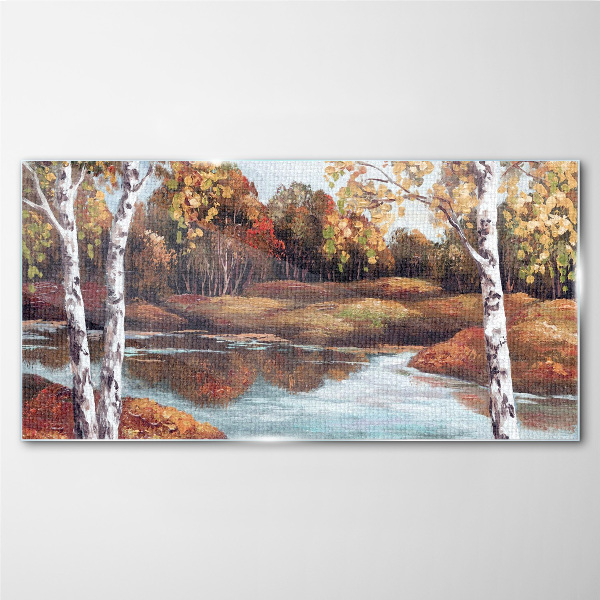 Glasbild Herbstlandschaft am Fluss