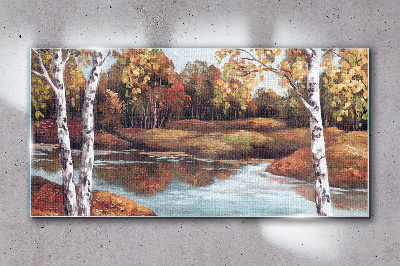 Glasbild Herbstlandschaft am Fluss