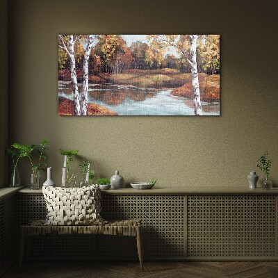 Glasbild Herbstlandschaft am Fluss
