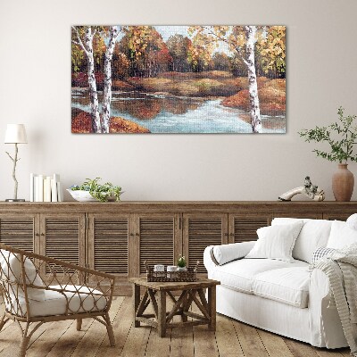 Glasbild Herbstlandschaft am Fluss
