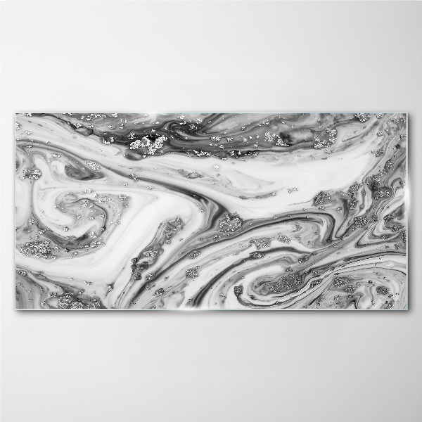 Glasbild Monochromatische Wirbel mit metallischen Akzenten