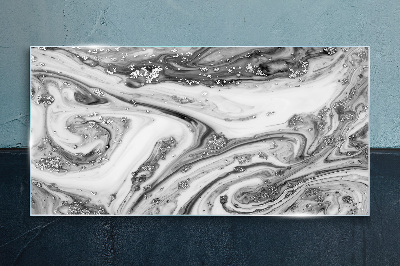 Glasbild Monochromatische Wirbel mit metallischen Akzenten