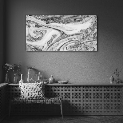 Glasbild Monochromatische Wirbel mit metallischen Akzenten