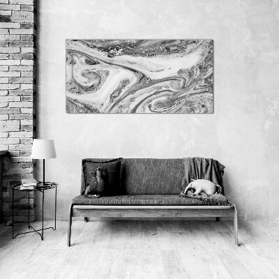 Glasbild Monochromatische Wirbel mit metallischen Akzenten