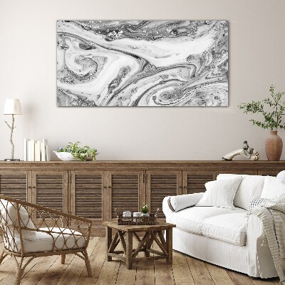 Glasbild Monochromatische Wirbel mit metallischen Akzenten