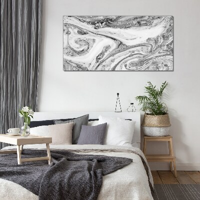 Glasbild Monochromatische Wirbel mit metallischen Akzenten