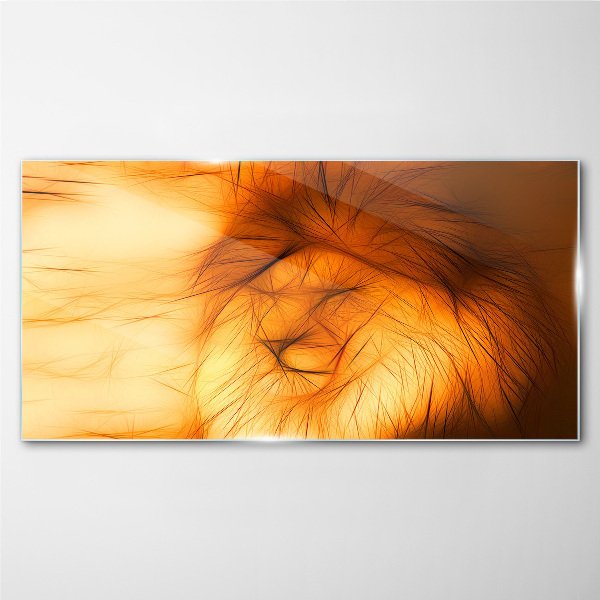 Glasbild Goldener Löwe in abstrakter Form