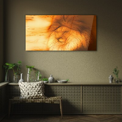 Glasbild Goldener Löwe in abstrakter Form