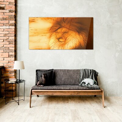 Glasbild Goldener Löwe in abstrakter Form