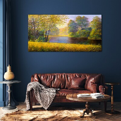 Glasbild Goldener Herbst am Fluss