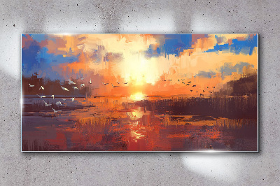 Foto auf glas Sonnenuntergang über einem ruhigen See