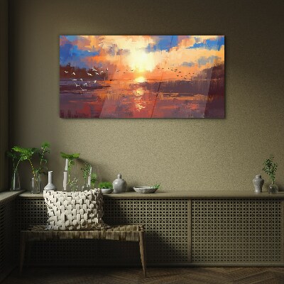 Foto auf glas Sonnenuntergang über einem ruhigen See