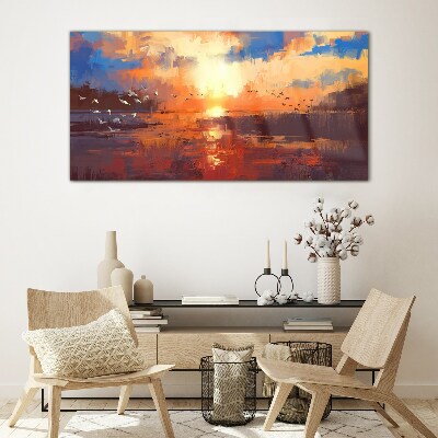 Foto auf glas Sonnenuntergang über einem ruhigen See