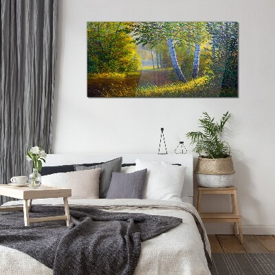 Glasbild Waldblumen Fluss Natur