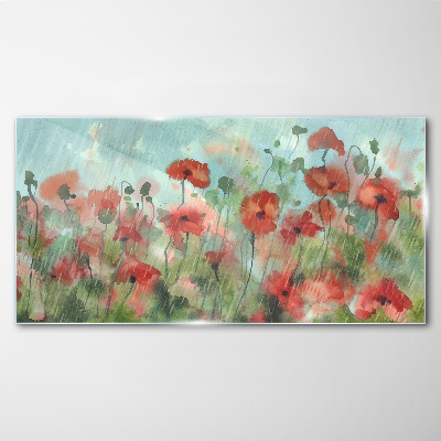 Glasbild Eine Blumenlandschaft in Frühlingsaura