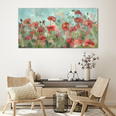 Glasbild Eine Blumenlandschaft in Frühlingsaura