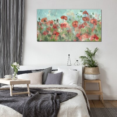 Glasbild Eine Blumenlandschaft in Frühlingsaura