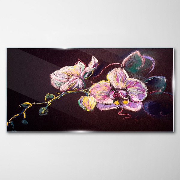 Glasbild Florale Komposition auf dunklem Hintergrund
